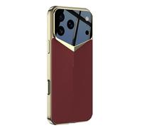 WBRSybUK Étui en Cuir for IPhone 17/17 Air/17 Pro/17 Pro Max, Design Épuré, Protection Intégrale De L'objectif, Antichoc, Finition Électroplaquée.(Red,17)