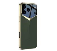 WBRSybUK Étui en Cuir for IPhone 17/17 Air/17 Pro/17 Pro Max, Design Épuré, Protection Intégrale De L'objectif, Antichoc, Finition Électroplaquée.(Green,17 Air)