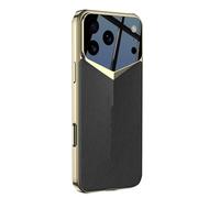 WBRSybUK Étui en Cuir for IPhone 17/17 Air/17 Pro/17 Pro Max, Design Épuré, Protection Intégrale De L'objectif, Antichoc, Finition Électroplaquée.(Black,17 Pro Max)
