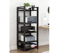 WBRSybUK Meuble Hi-FI À roulettes - Rack Robuste for Équipement Audio 4/5/6/7 Niveaux, Étagère De Rangement Multimédia Moderne for DVD, Enceintes Et Systèmes, Tour Domestique(Black,5-Tier)