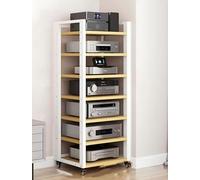 WBRSybUK Meuble Hi-FI À roulettes - Rack Robuste for Équipement Audio 4/5/6/7 Niveaux, Étagère De Rangement Multimédia Moderne for DVD, Enceintes Et Systèmes, Tour Domestique(White,7-Tier)