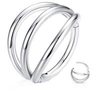 WBRWP Anneaux de nez, lèvre, septum : triple ou double pile ouverte conque daith bijoux piercing cartilage boucle d'oreille créoles en acier chirurgical conque daith helix rook lobe oreille 20 g 18 g
