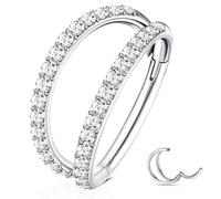 WBRWP Anneaux de nez, lèvre, septum : triple ou double pile ouverte conque daith bijoux piercing cartilage boucle d'oreille créoles en acier chirurgical conque daith helix rook lobe oreille 20 g 18 g