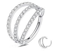 WBRWP Anneaux de nez, lèvre, septum : triple ou double pile ouverte conque daith bijoux piercing cartilage boucle d'oreille créoles en acier chirurgical conque daith helix rook lobe oreille 20 g 18 g