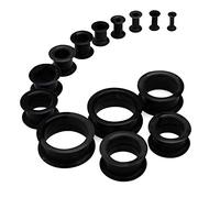 WBRWP Lot de 20/28 écarteurs d'oreille de 8 g à 2,5 cm - Bouchons et tunnels creux en silicone dur - Écarteurs d'oreille pour piercing corporel, Silicone