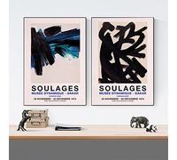 WBSWJD Pierre Soulages Affiche Vintage Bleu Mur Art Pierre Soulages Toile Peinture Pierre Soulages Impressions pour Salon Décor Photos 50x70cmx2 No Frame