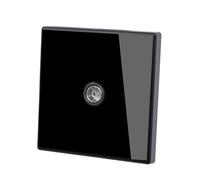 WBTAJZHY Interrupteur Mural, Interrupteur Noir en Verre trempé, Voyant LED à réinitialisation Automatique, Touches de Piano, Panneau d'applique Murale 1 4 Voies, 1/2(TV Socket)