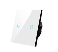 WBTAJZHY Interrupteur Mural Tactile 220 V, Panneau en Verre trempé Standard, 1/2/3 Voies, 1 Voie, étanche(B605 No Logo White02)