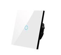 WBTAJZHY Interrupteur Mural Tactile 220 V, Panneau en Verre trempé Standard, 1/2/3 Voies, 1 Voie, étanche(B605 No Logo White01)