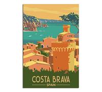 WBUBOW Affiche vintage de voyage Costa Brava sur toile pour bureau, chambre à coucher, 50 x 75 cm