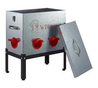 Wbuosz Mangeoire automatique pour poules de 18,1 kg, 6 ports, grande capacité, sans déchets, mangeoire à volaille en métal galvanisé avec couvercle verrouillable et pieds pour poulailler