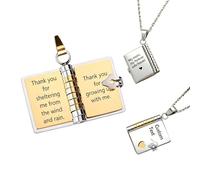 WBW Collier livre personnalisé avec gravure, livre ouvrable en acier inoxydable, Collier à message caché personnalisable, bijou cadeau fête des mères, Noël, Saint-Valentin, anniversaire (Argent)