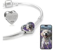 WBW Personnalisé Photo Gourmette avec Photo et Gravure Nom - Charme Perles Cœur pour Femmes,Maman, épouse Anniversaire Fête des Mères Saint-Valentin Bijoux cadeaux (Photo en forme de cœur 2)