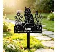 WBW Pierre Tombale Personnalisée Chien Chat Plaque Commémorative Funéraire，ChatC