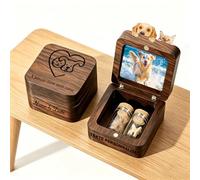 WBW Urne Funéraire Personnalisée pour Animaux Mini Urne en Bois Gravée avec Photo Nom Boîte à Souvenirs pour Poils Moustaches ou Cendres de Chien et Chat Beileidsgeschenk zum Verlust eines Hundes (A)
