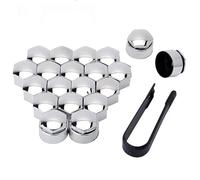 WBWBB 20 Pièces Cache ecrou pour Renault Laguna II 2001-2007, Couvre-Boulons de Capuchon d'écrou de Roue Cache éCrou Hexagonal avec Outil Demontage,17mm-Silver