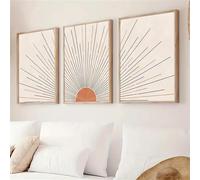 WBYZAC 3 Images Set-Affiche Abstraite Bohème sur Toile Représentant un Soleil Levant Style Vintage pour la Décoration Murale de la Chambre du Salon de la Cuisine Ou du Bureau-50x75cm (sans cadre)