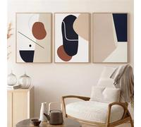 WBYZAC 3 Images Set-Art Abstrait Blocs de Couleur Bohème Beige Impression sur Toile Affiche Décoration Moderne pour Chambre Cuisine Bureau Peinture Œuvre D'Art-50 * 70cm (sans cadre)