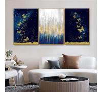 WBYZAC 3 Images Set-Tableau Abstrait Papillon Ligne Dorée sur Toile Affiche et Impressions Décoration Murale pour Salon Cuisine Chambre Bureau Maison-60 * 70cm (sans cadre)