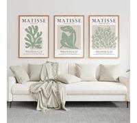 WBYZAC 3 Pièces-Affiche D'Art Abstrait Corail Vert Peinture sur Toile Murale Image Imprimée Salon Chambre Cuisine Bureau Décoration Intérieure Œuvre D'Art-50 * 70cm/(20 * 27 pouces) Sans cadre