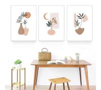 WBYZAC 3 Pièces-Affiche Feuilles Plantes Décoration Vase Images Imprimées Soleil Lune Art Mural Bohème Peintures Nordiques Décoration Salon Cuisine Ou Chambre-50 * 70cm/(20 * 27 pouces) Sans cadre