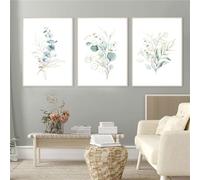 WBYZAC 3 Pièces-Affiche Murale Nordique Feuilles Peintures Plantes Vertes pour Salon Chambre à Coucher Cuisine Décoration Affiche Moderne-50 * 70cm/(20 * 27 pouces) Sans cadre