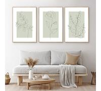 WBYZAC 3 Pièces-Affiches de Fleurs Peinture sur Toile de Plantes Vertes Style Nordique Moderne pour Salon Chambre à Coucher Cuisine Décoration Murale Intérieure-40 * 60cm/(16 * 24 pouces) Sans cadre