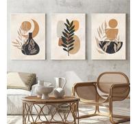 WBYZAC 3 Pièces-Affiches et Imprimés Vintage Style Bohème Vase Feuilles Géométrique Botanique Abstrait Art Mural Décoration Nordique pour Cuisine Salon Toile-40 * 60cm/(16 * 24 pouces) Sans cadre