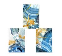 WBYZAC 3 Pièces-Affiches sur Toile à la Texture Marbre Bleu et or Style Abstrait Moderne Idéales pour Décorer Salon Chambre Bureau et Maison-30 * 50cm (sans cadre)