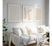 WBYZAC 3 Pièces Des Images Murales,Impression sur Toile Géométrique Abstraite Style Bohème du Milieu du Siècle Affiche Moderne Beige Neutre Décoration D'Intérieur-60 * 70cm(24 * 27pouces) sans cadre
