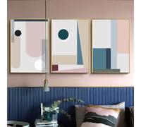 WBYZAC 3 Pièces Des Images Murales,Impression sur Toile Minimaliste Abstraite Géométrique Rose et Bleu Décoration Murale pour Salon Bureau Intérieur et Maison-50 * 60cm(20 * 24pouces) sans cadre