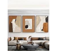 WBYZAC 3 Pièces Des Images Murales,Peinture Murale Abstraite Géométrique en Blocs de Couleurs Affiche Moderne Imprimée Image pour Décoration de Salon et de Cuisine-60 * 70cm(24 * 27pouces) sans cadre