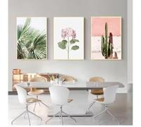 WBYZAC 3 Pièces Des Images Murales,Peinture sur Toile Abstraite Avec Cactus Rose et Vert Affiche et Impression Nordiques Décoration Murale pour Salon et Cuisine-50 * 60cm(20 * 24pouces) sans cadre