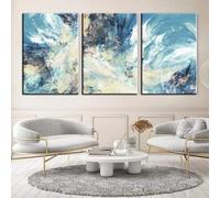 WBYZAC 3 Pièces Des Images Murales,Peinture sur Toile Murale Abstraite Bleu Ciel Avec Cyclone Affiche Moderne et Impression pour Salon Cuisine Bureau Décoration-60 * 70cm(24 * 27pouces) sans cadre