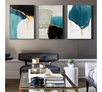 WBYZAC 3 Pièces Des Images Murales,Résumé Décoration Les Années Dorées Peinture Poster Toile Art Peinture Images pour Salon Cuisine Bureau Maison Décoration Murale-50 * 60cm(20 * 24pouces) sans cadre