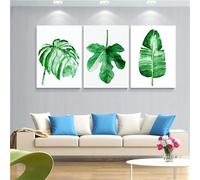 WBYZAC 3 Pièces-Feuilles Vertes Fraîches Plante Impression Décoration Maison Affiche Nordique Toile Peinture Salon Chambre Cuisine Bureau Mur Photo Art Décor-50 * 70cm/(20 * 27 pouces) Sans cadre
