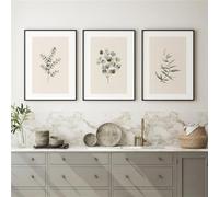 WBYZAC 3 Pièces-Impressions Botaniques Modernes Simples et Neutres Décoration Murale sur Toile Affiche de Bureau Salon Maison Cuisine Chambre Esthétique-50 * 70cm/(20 * 27 pouces) Sans cadre
