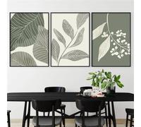 WBYZAC 3 Pièces-Peinture sur Toile Avec Feuilles Vertes de Style Bohème Affiche et Impression Murale Décoration pour Salon Cuisine Chambre à Coucher-50 * 70cm/(20 * 27 pouces) Sans cadre