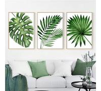 WBYZAC 3 Pièces-Peinture sur Toile Avec Feuilles Vertes Imprimés Botaniques Palmiers Affiches Décoration Murale pour Salon Chambre Cuisine Maison-50 * 70cm/(20 * 27 pouces) Sans cadre