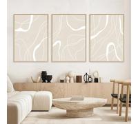 WBYZAC Affiche sur Toile-Affiche D'Art Abstrait Beige Géométrique en Forme D'Arche Tableau Moderne Décoration Murale pour Salon Bureau Ou Maison-50W*60L cm/(20W*24L pouce)-3pcs Pas de cadre