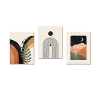 WBYZAC Affiche sur Toile-Tableau Mural sur Toile Boho Mountain Moon Paysage Géométrique Abstrait Idéal pour la Chambre le Salon Ou le Bureau-40W*50L cm/(16W*20L pouce)-3pcs Pas de cadre