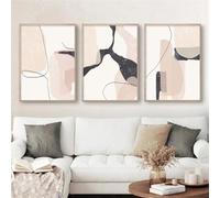 WBYZAC Affiches Murales,3 Images Set-Affiche Abstraite en Marbre Beige et Rose Style Bohème Toile Peinture Décoration Murale pour Salon Cuisine Bureau Maison-50 * 60cm/20 * 24 pouce(sans cadre)