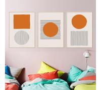 WBYZAC Affiches Murales,3 Images Set-Minimaliste Art Géométrie Ligne Poster sur Toile Orange Noir Art Sketch Poster Image Murale pour Salon Cuisine Décor de Bureau-50 * 60cm/20 * 24 pouce(sans cadre)