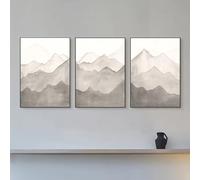 WBYZAC Art Mural,Ensemble de 3-Peinture Abstraite sur Toile Paysage à L'Encre Décoration de Salon Salle à Manger Porche Canapé Cuisine Bureau Chambre à Coucher-40 * 50cm/16 * 20 pouce(sans cadre)