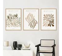 WBYZAC Art Mural,Tableau Abstrait Moderne Beige à Motifs de Feuilles de Corail et de Vert Idéal pour Décorer un Salon une Chambre Ou Toute Autre Pièce de la Maison-(50 * 70cm)-3pcs（sans cadre）