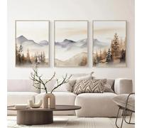 WBYZAC Art Mural,Tableau Abstrait Moderne sur Toile Représentant une Forêt Brumeuse et Des Montagnes Idéal pour Décorer un Salon une Chambre Ou Toute Autre Pièce-(60 * 80cm)-3pcs（sans cadre）