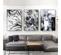 WBYZAC Art Mural,Tableau Abstrait Noir et Blanc Style Industriel Affiche sur Toile Décoration Murale pour Salon Ou Chambre Impression D'Art pour la Maison-40 * 50cm-3Pcs (Pas de cadre)