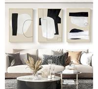 WBYZAC Art sur Toile-Affiche Abstraite Géométrique Beige Noir et Blanc sur Toile Idéale pour Décorer un Salon une Cuisine un Bureau Ou Toute Autre Pièce-40W*60L cm/(16W*24L pouce)-3pcs Pas de cadre