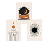WBYZAC Art sur Toile-Décoration Murale Moderne Abstraite Géométrique et Neutre Lune Arc-En-Ciel Soleil Toiles Impressions Posters Salon Bureau Maison-40W*60L cm/(16W*24L pouce)-3pcs Pas de cadre