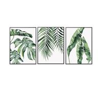 WBYZAC Art Toile-Tableau Mural Toile Représentant Des Feuilles Plantes Vertes Des Plantes Tropicales Des Palmiers Idéal Chambre Salon Bureau Cuisine Décoration Esthétique-50W*60L cm-3pcs Pas cadre